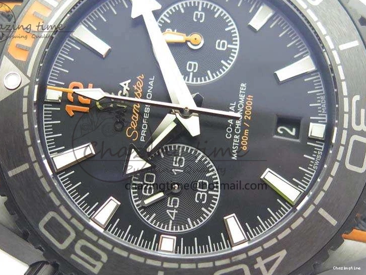 0504 Planet Ocean Master Chronometer Chrono DLC OM 1:1 Best Edition Black Dial On Nylon Strap A Chic 8103